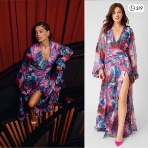 ADRIENNE LANDAU
Women's High-Slit Deep-V-Neck Gown Size - 16